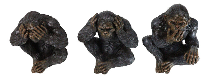 Forest Mythical See Hear Speak No Evil Sasquatch Big Foot Cryptid Apes Figurines
