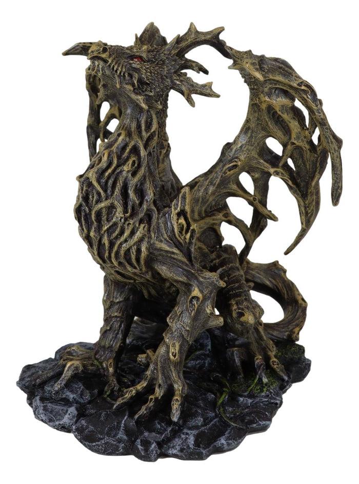 Forest Tree Ent Greenman Dendritic Dragon With Red Blood Moon Eyes Figurine
