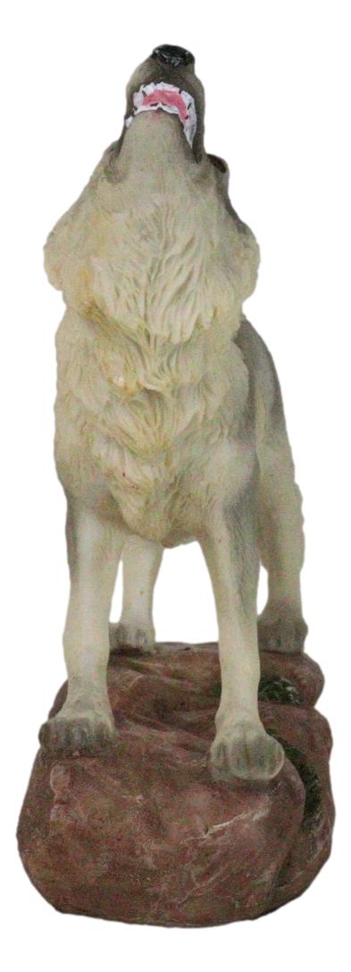 Forest Woodlands Mystical Alpha Gray Wolf Howling To The Moon Figurine 6" L