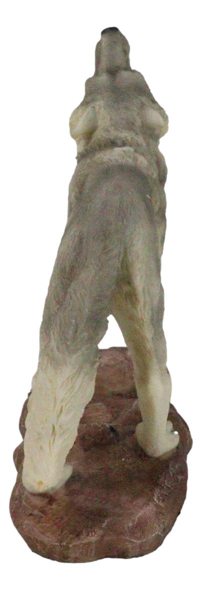 Forest Woodlands Mystical Alpha Gray Wolf Howling To The Moon Figurine 6" L