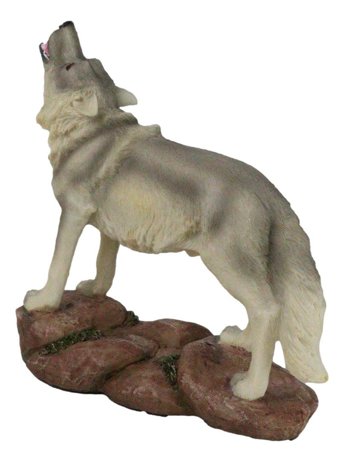 Forest Woodlands Mystical Alpha Gray Wolf Howling To The Moon Figurine 6" L