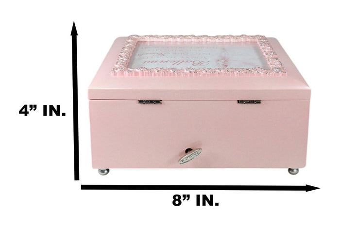 Forever In Our Hearts Dancing Ballerina Pink Floral Wooden Trinket Musical Box
