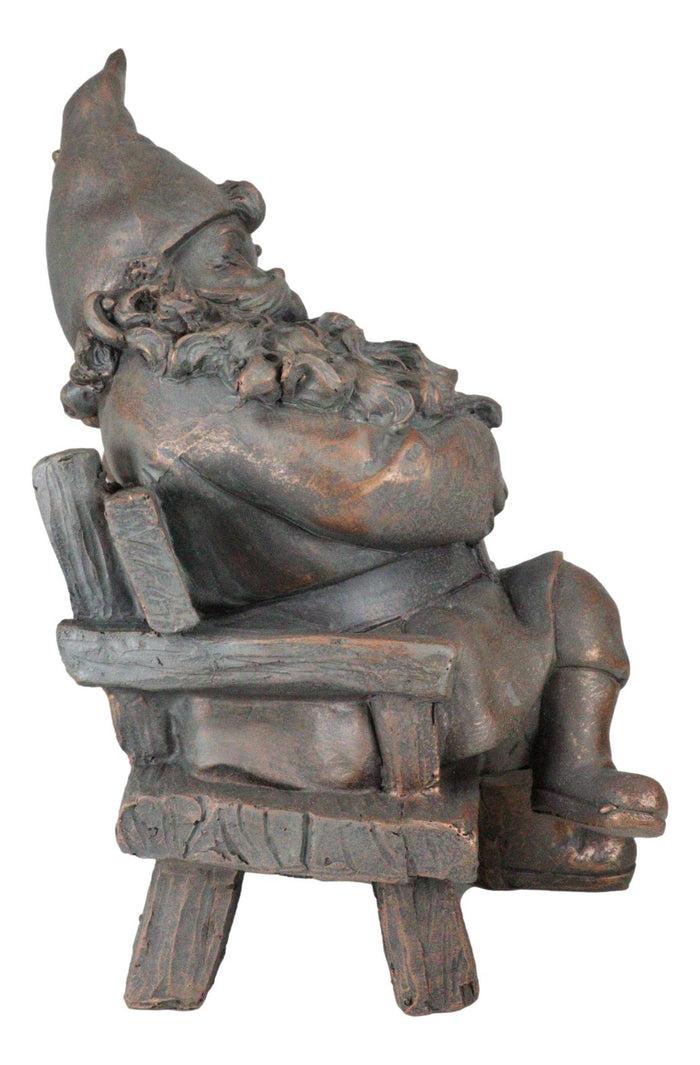 Forever Love Mr And Mrs Gnome Couple Sitting On Wooden Stool Bench Figurine