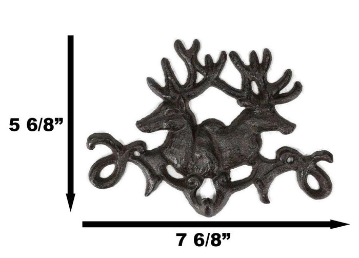 Forged Cast Iron Double Stag Deer Antlers Wall Hooks For Keys Leashes Scarves