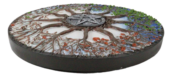 Four Seasons Dendritic Tree Wheel Of Life With Pentagram Star Wall Decor Plaque