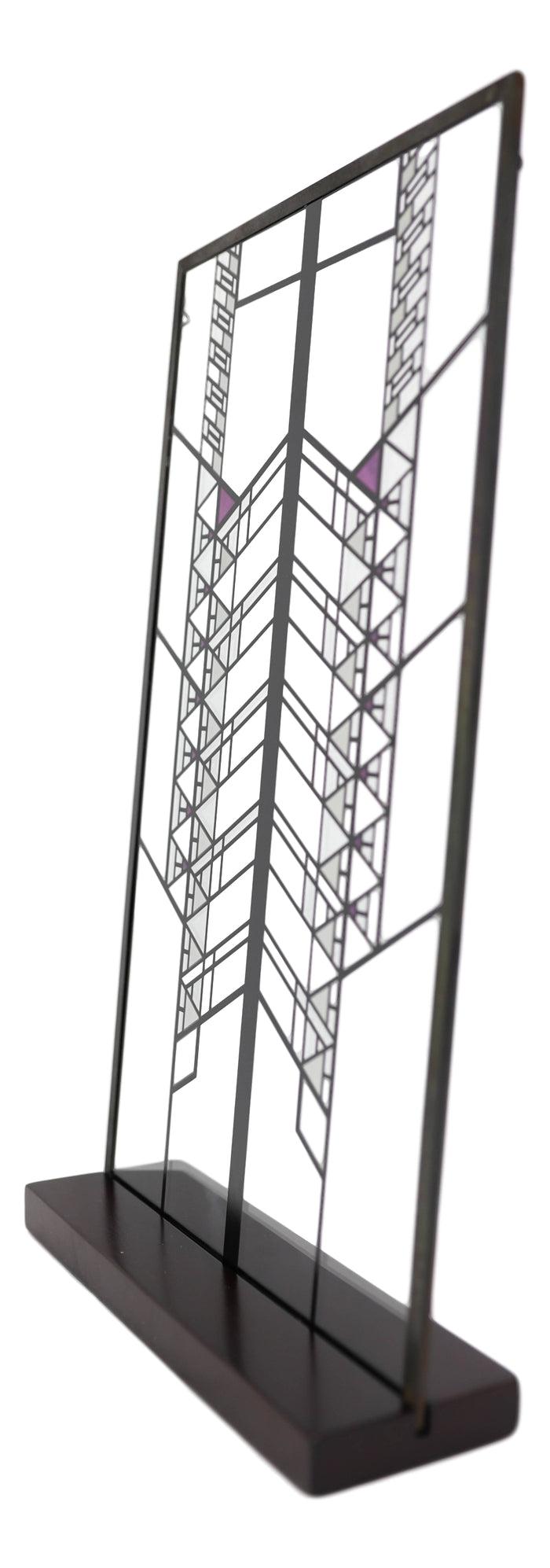Frank Lloyd Wright Hollyhock Flower House Stained Glass Wall Or Desktop Plaque
