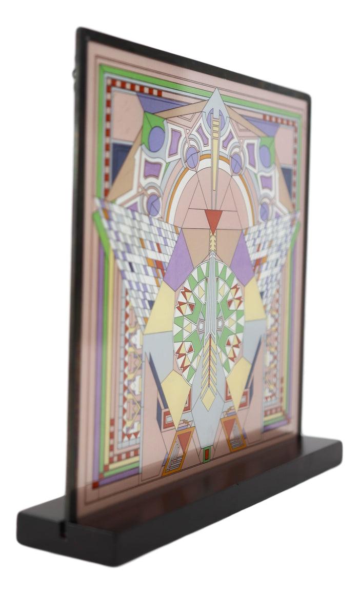 Frank Lloyd Wright Imperial Hotel Peacock Rug Stained Glass Wall Desktop Plaque
