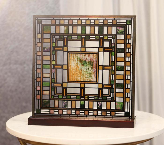 Frank Lloyd Wright Martin House Pier Laylight Stained Glass Wall Desktop Plaque