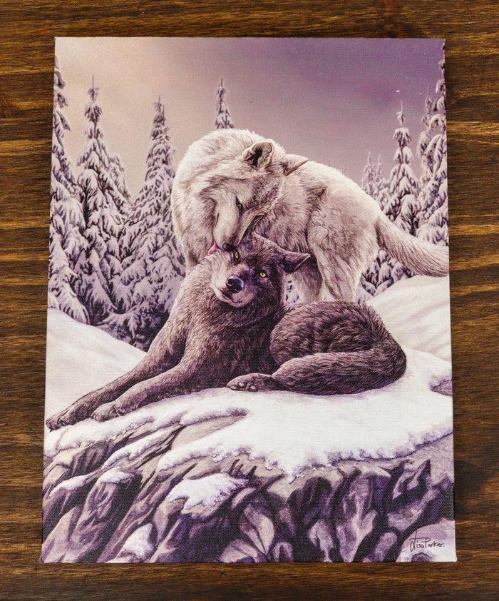 Frozen Tundra Wildlife Snow Kisses Wolf Couple Wood Framed Canvas Wall Decor Frozen Tundra Wildlife Snow Kisses Wolf Couple Wood Framed Canvas Wall Decor
