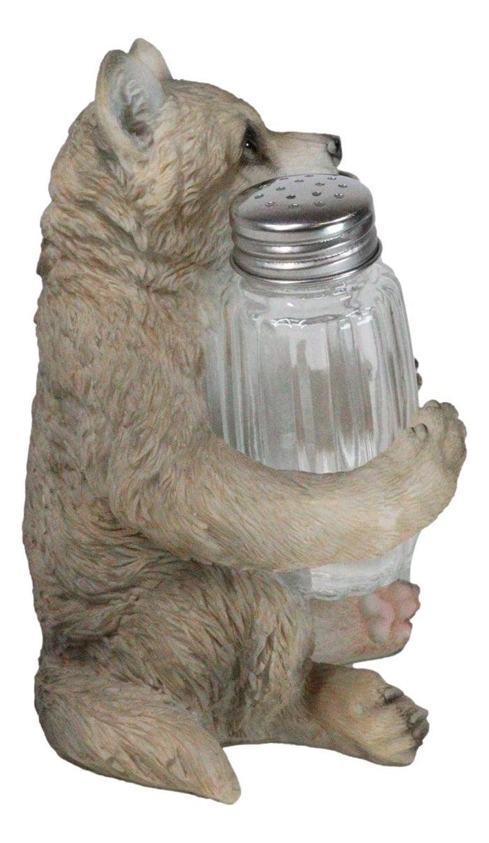 Full Moon Spice Lover Gray Wolf Pup Salt And Pepper Shakers Holder Figurine