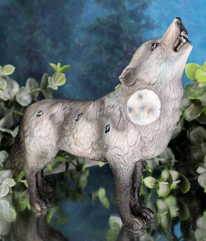 Full Moon Wolf Pack Native Tribal Howling Wolf Totem Spirit Figurine 6.25"L