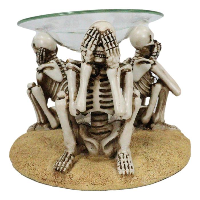Funny Macabre See Hear Speak No Evil Skeletons Candle Aroma Oil Tart Burner