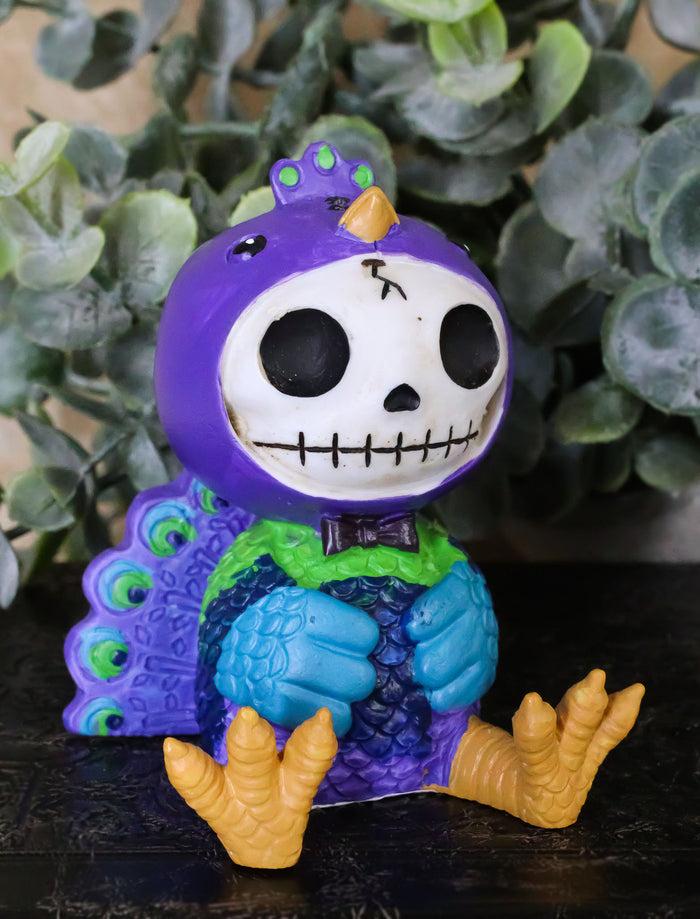 Furry Bones Pretty Purple Dandy Peacock Skeleton With Bowtie And Train Figurine