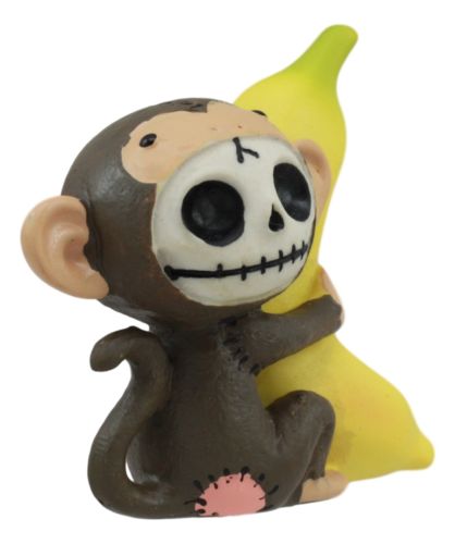 Furrybones Munky Monkey Loves Banana Voodoo Skeleton Figurine 3"Tall Furry Bones
