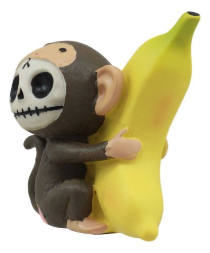 Furrybones Munky Monkey Loves Banana Voodoo Skeleton Figurine 3"Tall Furry Bones