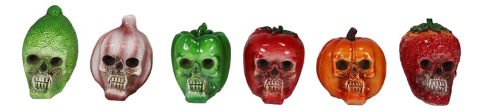 Garlic Bell Pepper Tomato Strawberry Pumpkin Bitter Melon Mini Skulls Set Of 6