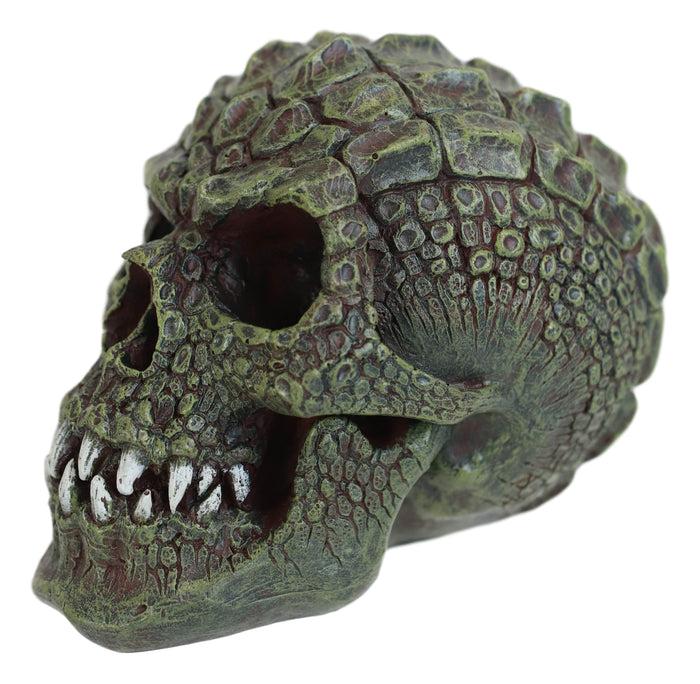 Gator Head Alligator Monster Cranium Skull With Hide Skin Look Decorative Statue