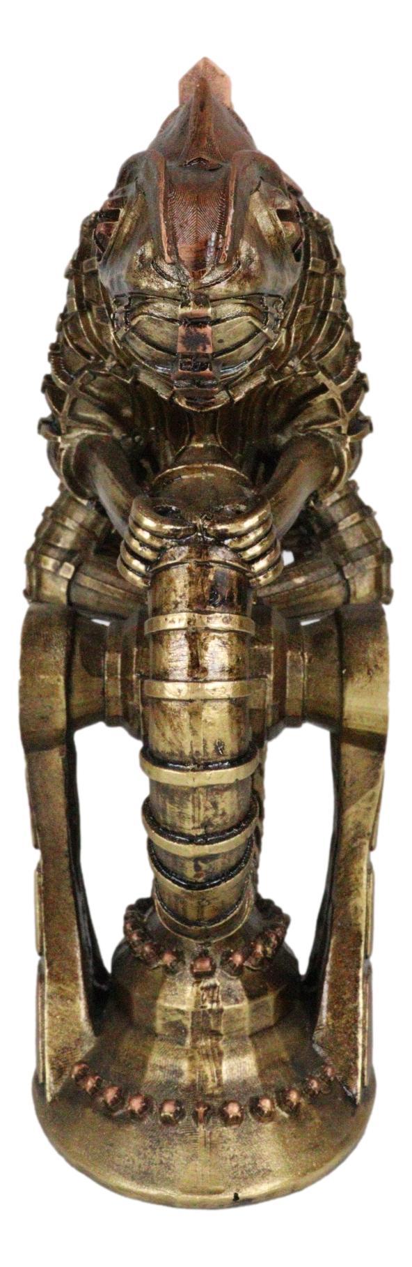 Geared Clockwork Vintage Steampunk Iguana Lizard Coiling On Stand Figurine