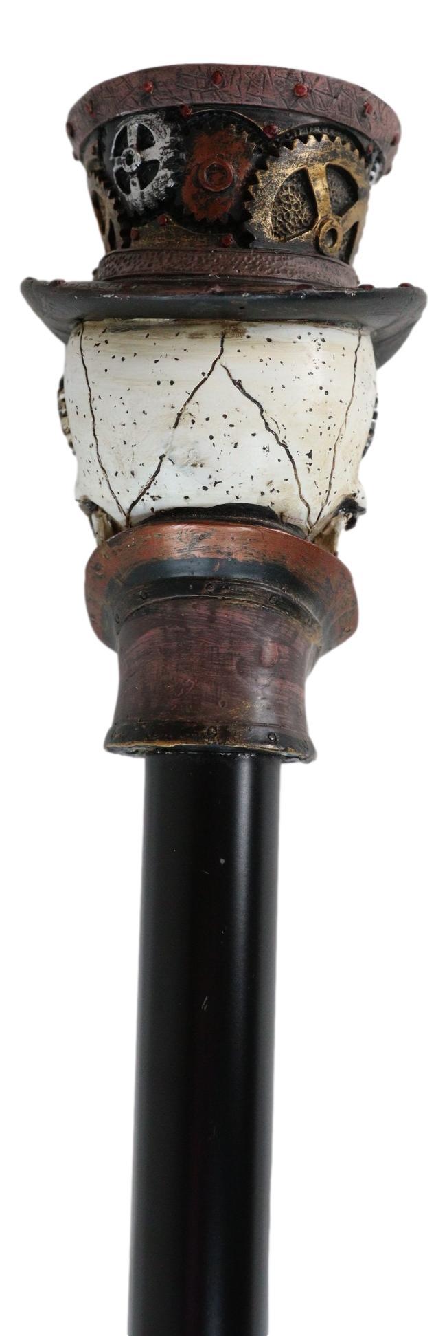 Geared Steampunk Skull Cyborg With Top Hat Decorative Prop Cosplay Swagger Cane