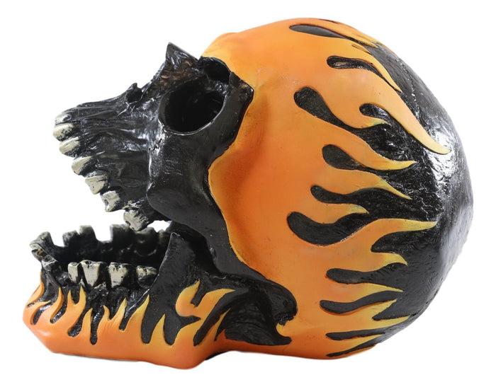 Ghost Rider Flame Hot Rod Skull With Open Jaws Cigarette Ashtray Figurine 6.5"H