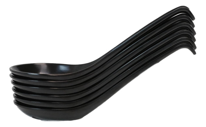 Glossy Black Melamine Ladle Style Soup Spoons With Hook Ends 1oz Set Of 12 Spoon