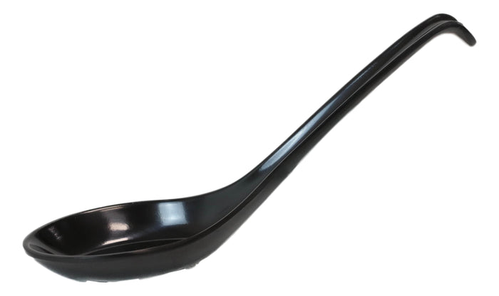 Glossy Black Melamine Ladle Style Soup Spoons With Hook Ends 1oz Set Of 6 Spoon