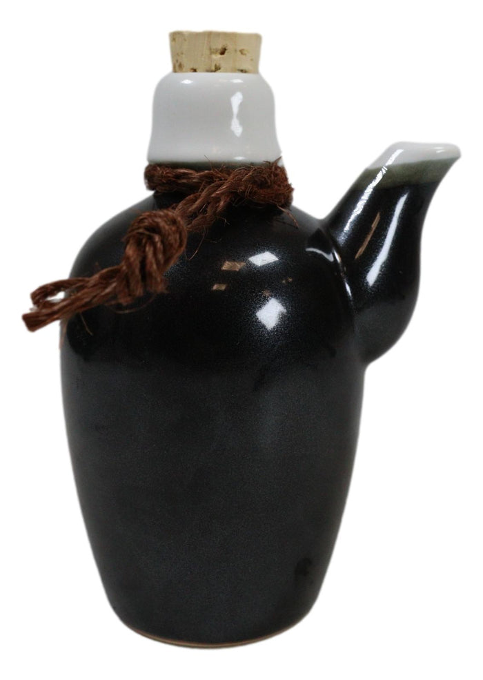 Glossy Black Traditional Japanese Soy Sauce Dispenser Flask Set Made In Japan