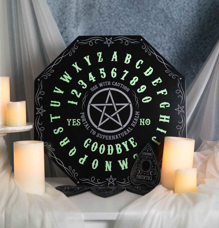 Glow In The Dark Octagonal Pentagram Star Ouija Spirit Board Game W/ Planchette