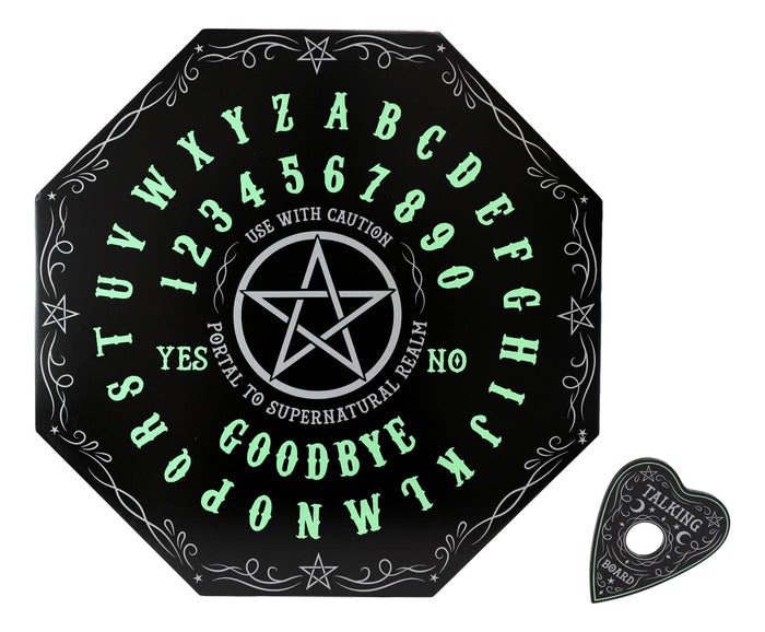 Glow In The Dark Octagonal Pentagram Star Ouija Spirit Board Game W/ Planchette