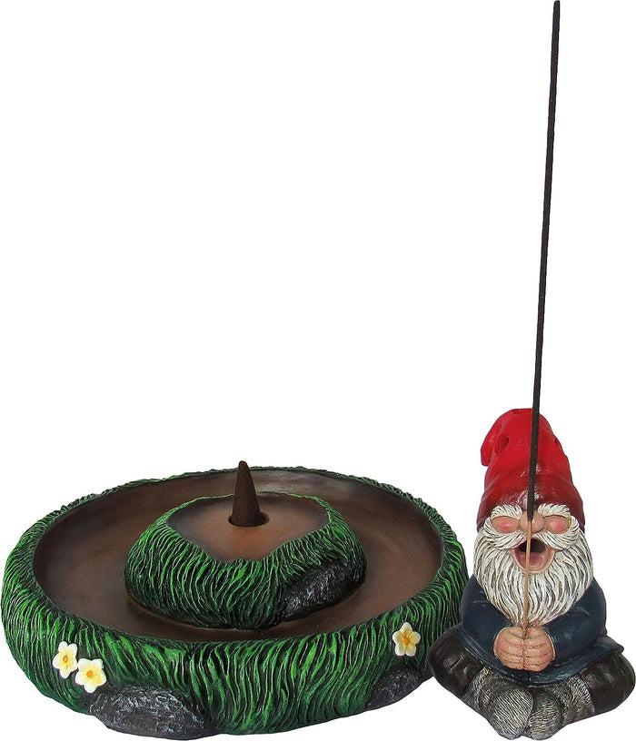 Gnaughty Pot High Smoking Gnome Zen Meditation Cone And Stick Incense Burner