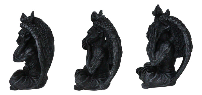 Goat Of Mendes See Hear Speak No Evil Devil Baphomet Gargoyle Set Of 3 Figurines
