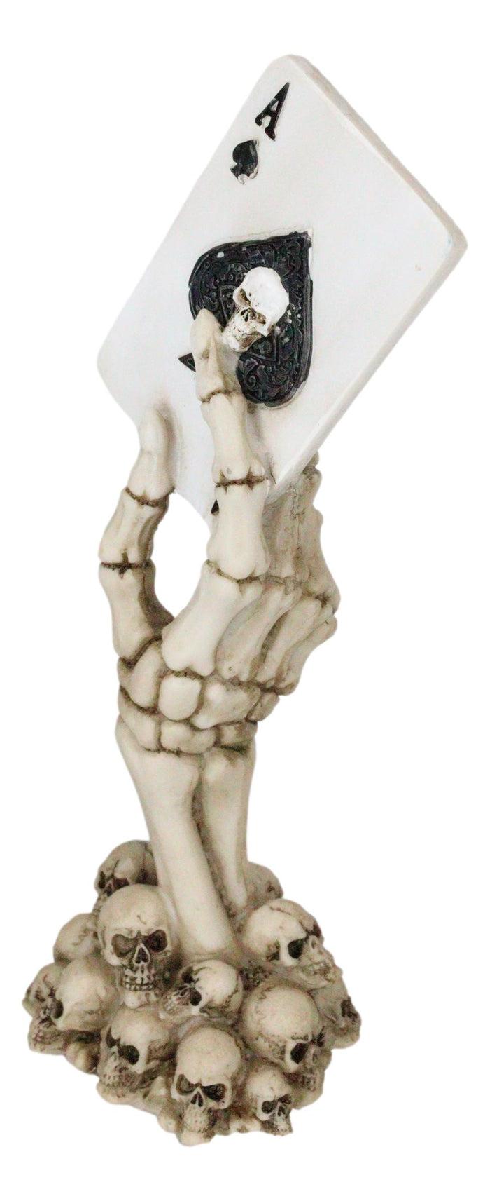 God Of Gamblers Gothic Skeleton Skeletal Hand Holding Death Ace Card Figurine