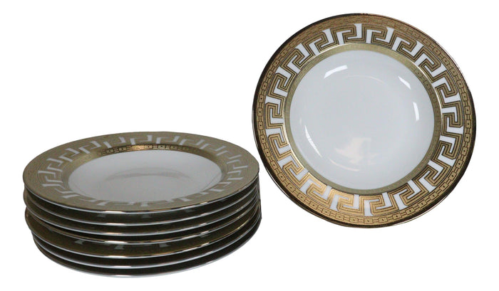Gold Plated Baroque Barocco Golden Greek Key Border 40 Pcs Luxury Dinnerware Set