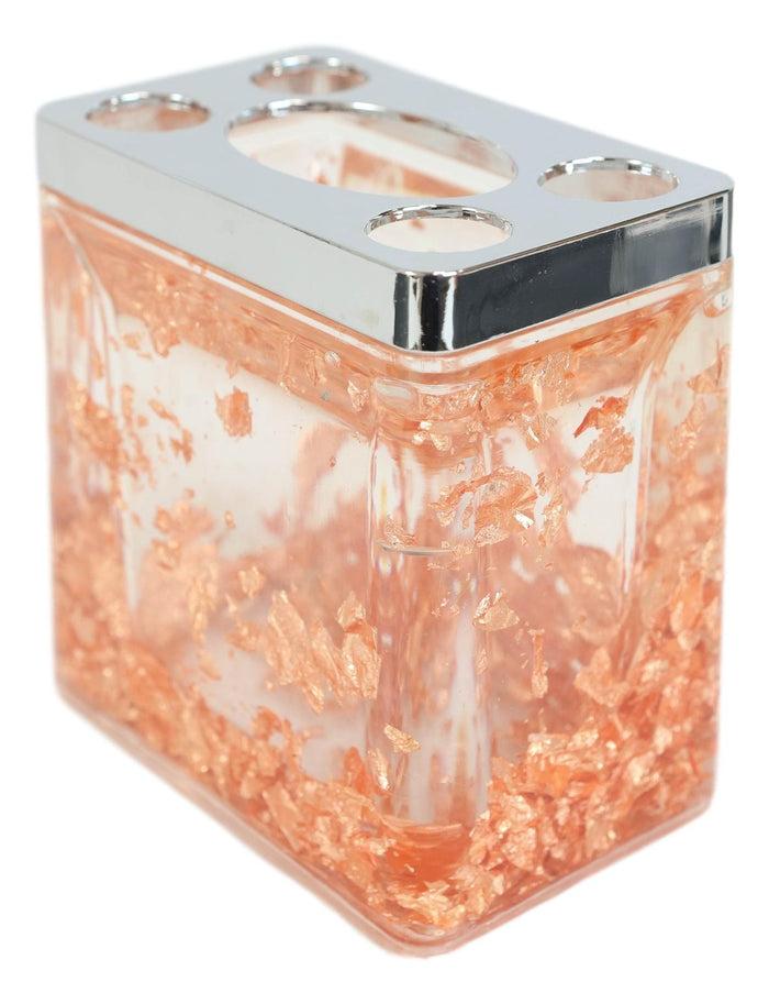 Golden Copper Flakes & Specks 5 Piece Chic Bathroom Vanity Accessories Gift Set