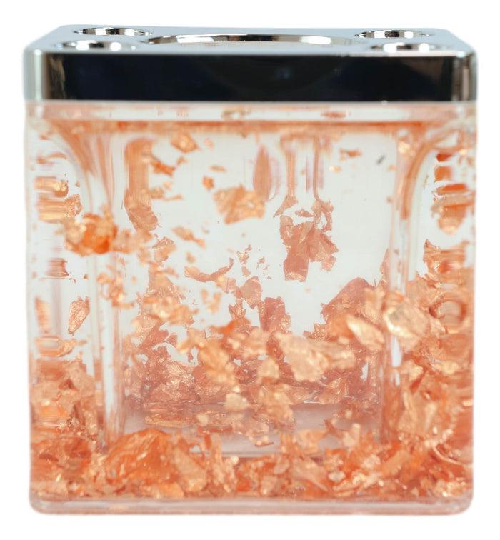 Golden Copper Flakes & Specks 5 Piece Chic Bathroom Vanity Accessories Gift Set