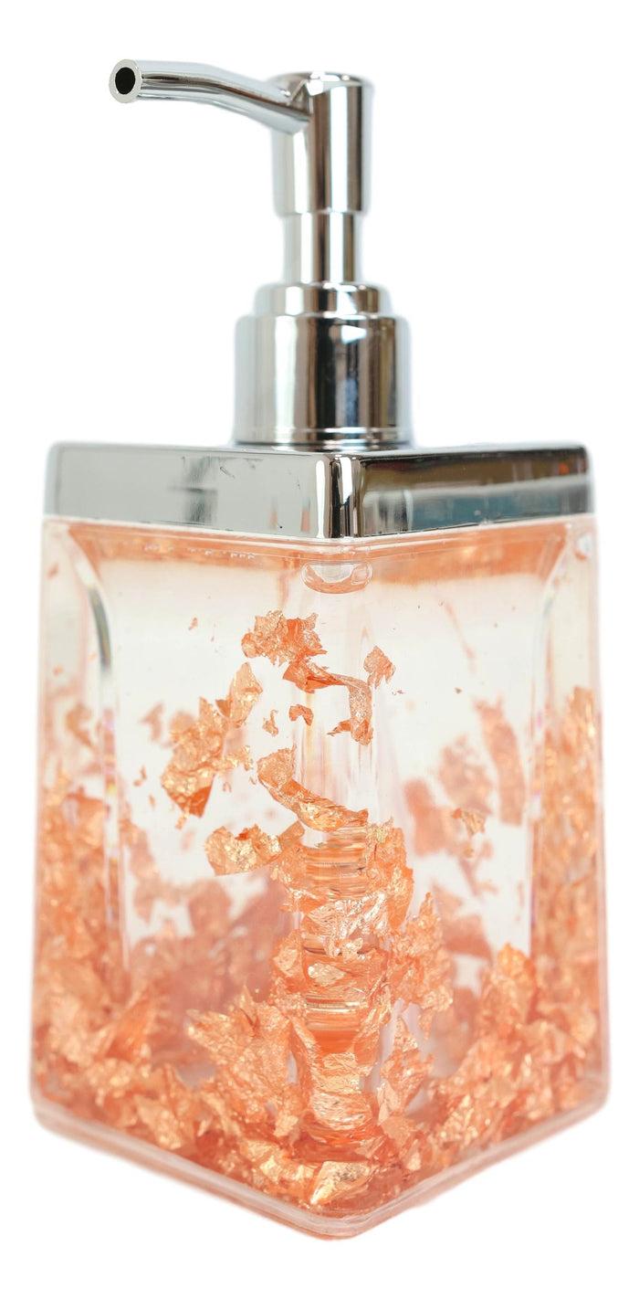 Golden Copper Flakes & Specks 5 Piece Chic Bathroom Vanity Accessories Gift Set