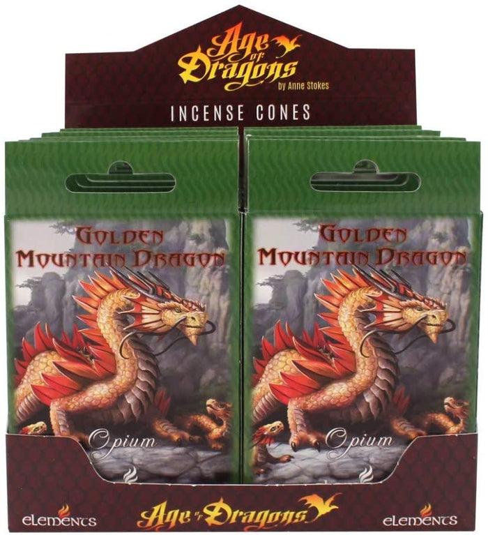 Golden Mountain Dragon Fragranced Incense Cones Pack of 12 by Anne Stokes