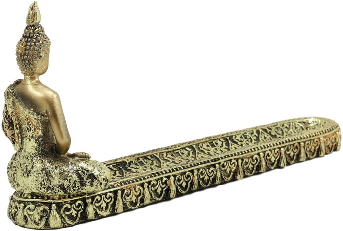 Golden Thai Buddha Amitabha Meditating In Dhyana Mudra Incense Holder Statue