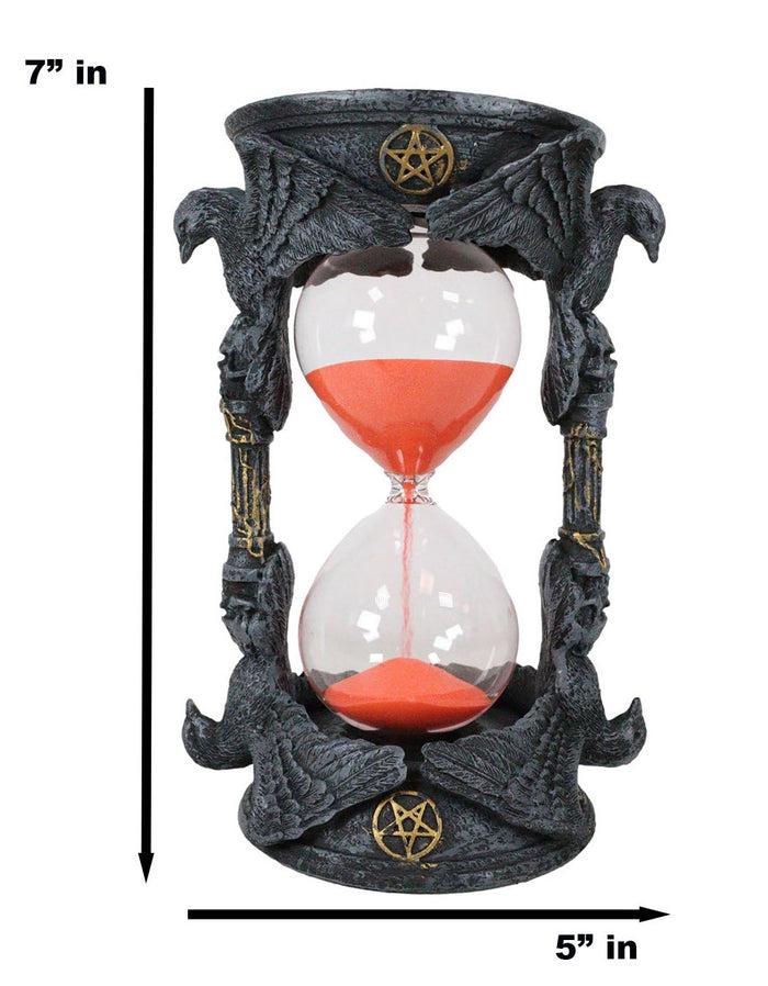 Gothic Alchemy Pentagram Circle Raven Crows Skull Pillars Sand Timer Sandtimer