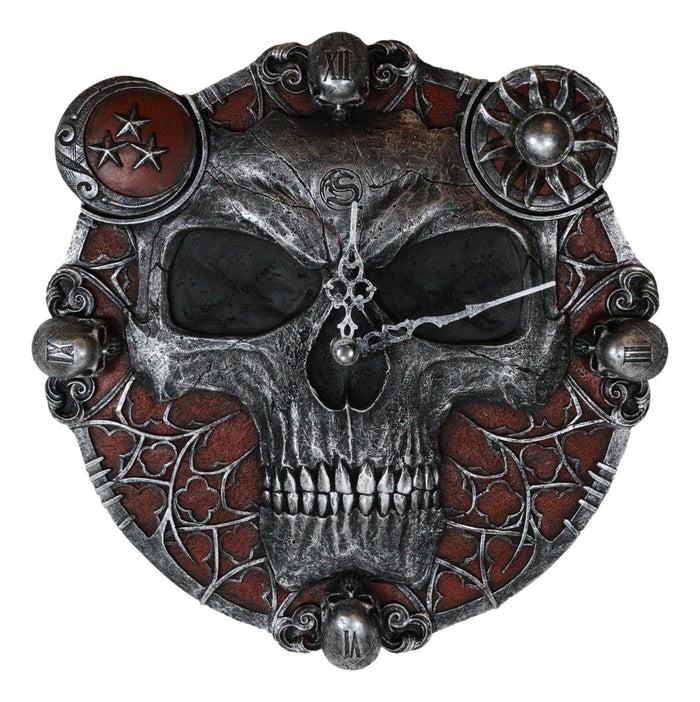 Gothic Blood Astrology Sands Of Death Time Waits For No Man Skull Wall Clock