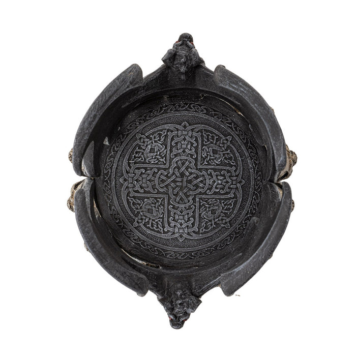 Gothic Cathedric Twin Bats On Graveyard Of Skulls Candle Or Wine Bottle Holder