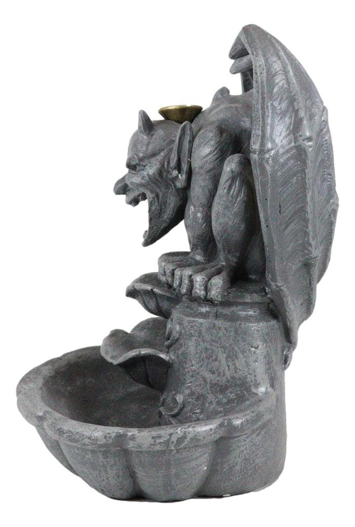 Gothic Chimera Gargoyle On Fountain Pedestal Backflow Incense Cone Burner Decor
