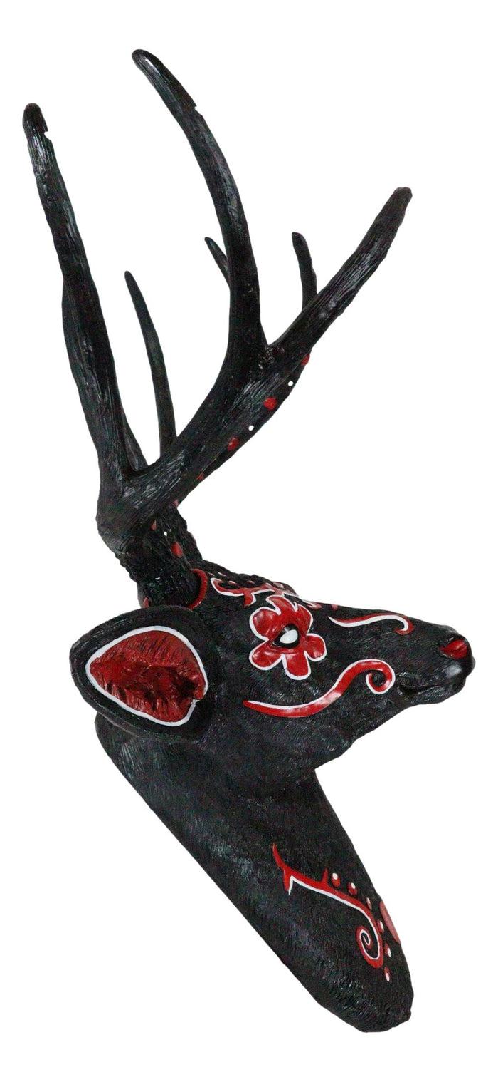 Gothic Day Of The Dead Black Red Buck Stag Deer Tribal Sugar Skull Wall Decor