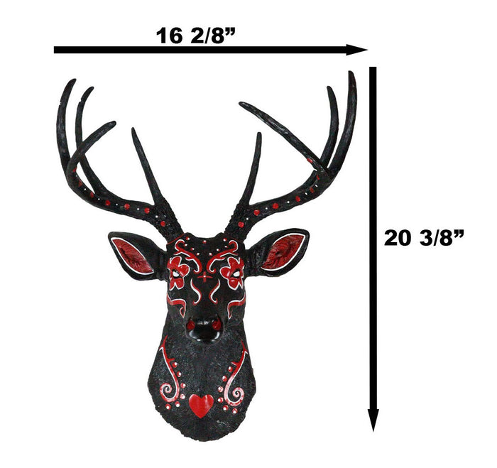 Gothic Day Of The Dead Black Red Buck Stag Deer Tribal Sugar Skull Wall Decor