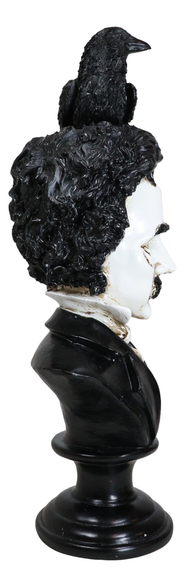 Gothic Day Of The Dead Edgar Allan Poe Bust With Quoth The Raven Crow Figurine