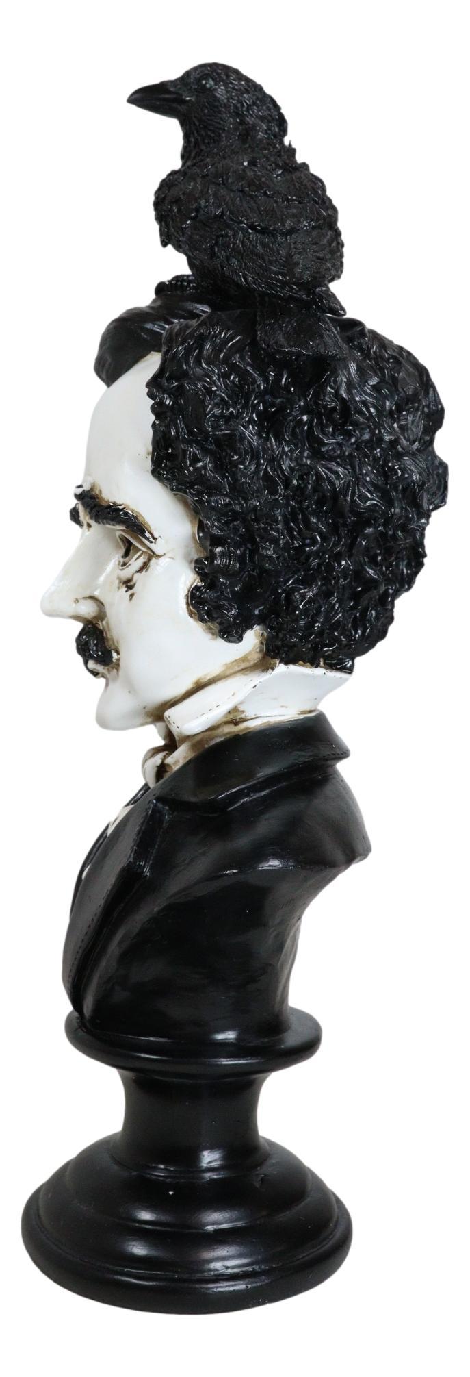 Gothic Day Of The Dead Edgar Allan Poe Bust With Quoth The Raven Crow Figurine