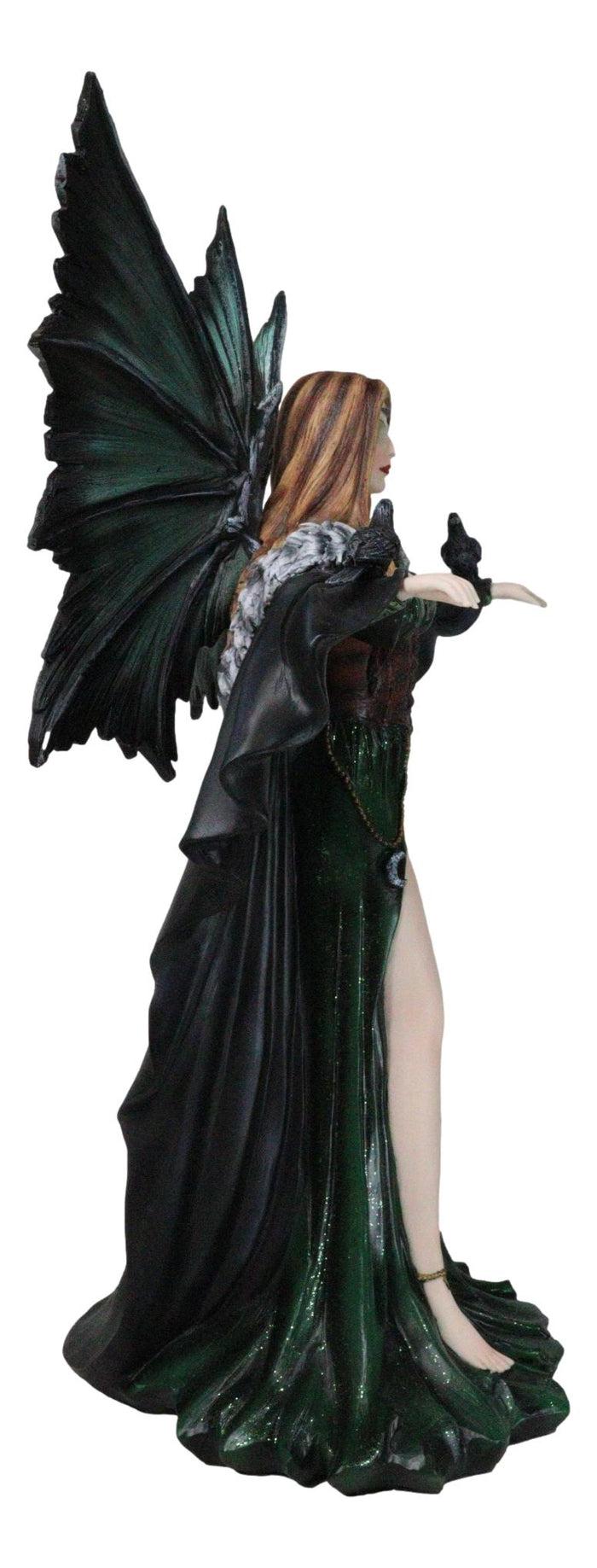 Gothic Enchantress Emerald Fairy In Corset Gown With Ravens Large Figurine