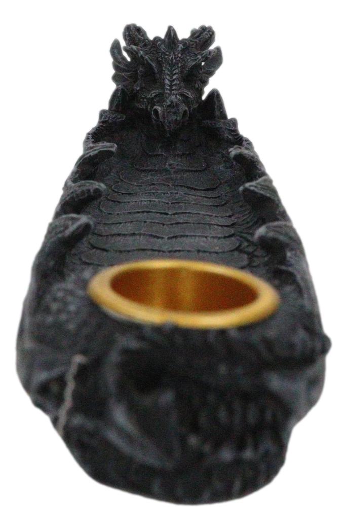 Gothic Gargoyle Dragon Head And Body Incense Burner And Taper Candle Holder