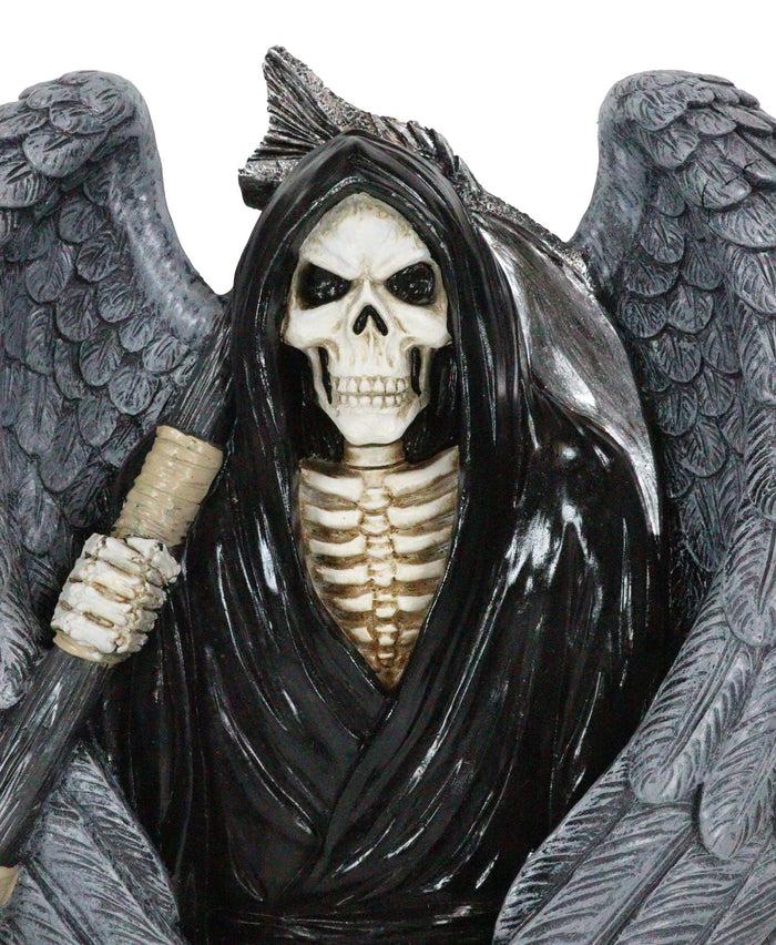 Gothic Grim Reaper Skeleton With Angel Wings Holding Scythe Heart Wall Decor