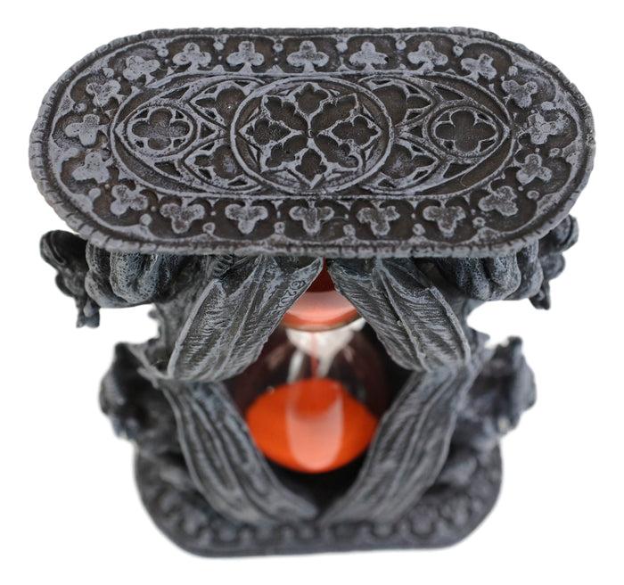Gothic Guardian Winged Ram Gargoyles Celtic Clover Pillar Sand Timer Figurine